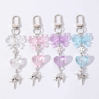 Blue Bow Tie Bag Charm Key Chain Featuring Acrylic Material