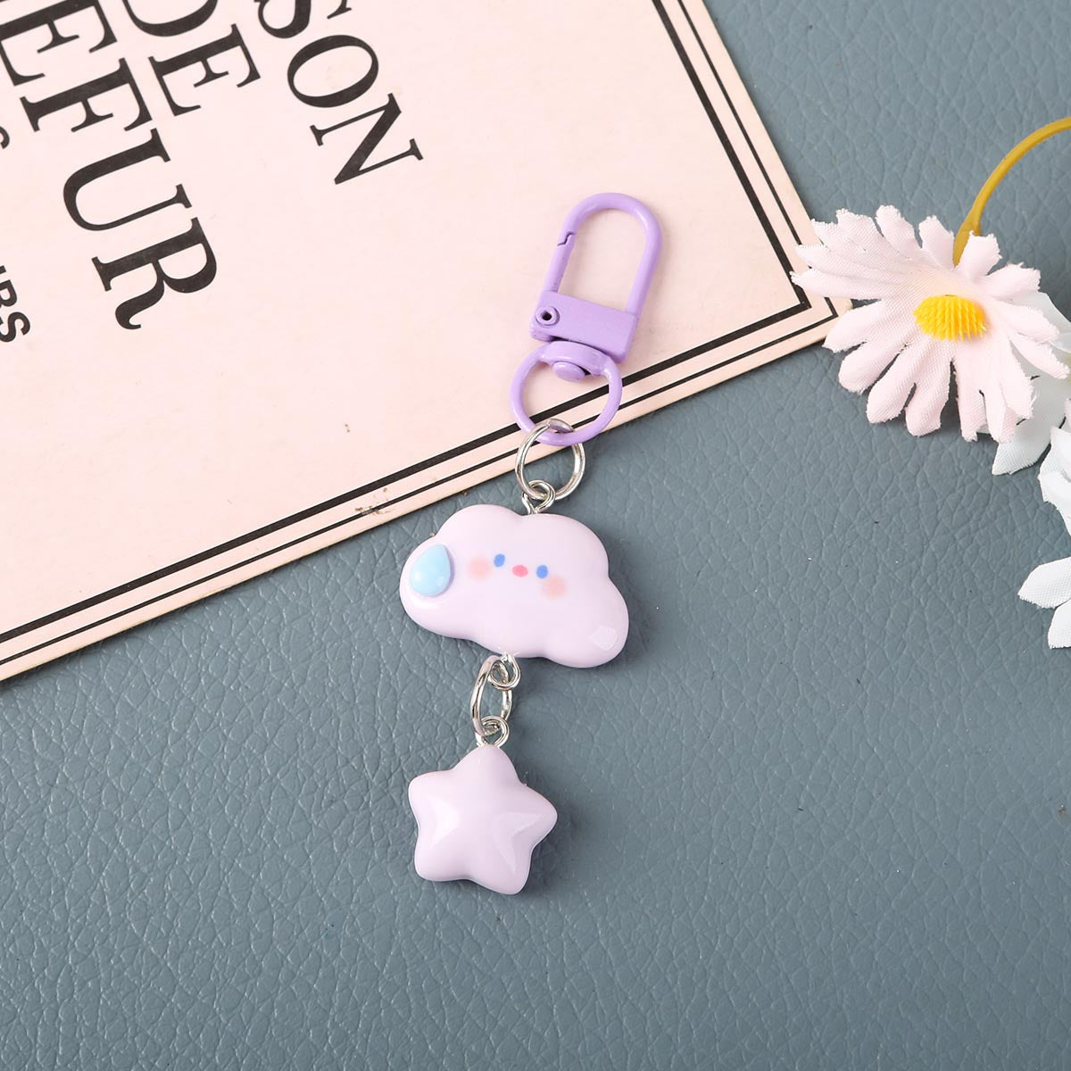 Purple Star Bag Charm Key Chain Made Of Durable Plastic