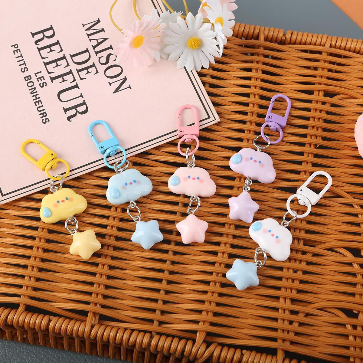 Purple Star Bag Charm Key Chain Made Of Durable Plastic