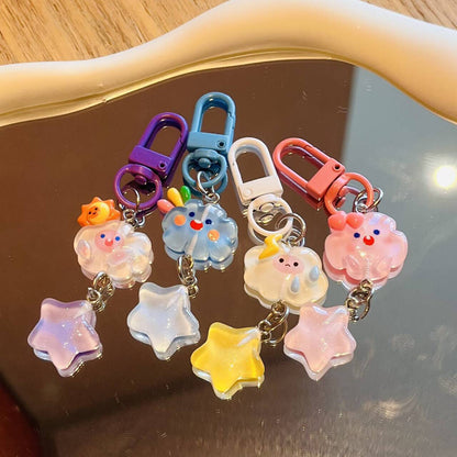 Purple Star Bag Charm Key Chain Made Of Durable Plastic