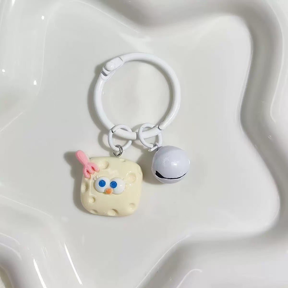 Yellow Rabbit Resin Key Chain Bag Charm Accessory Featuring Durable Resin Material