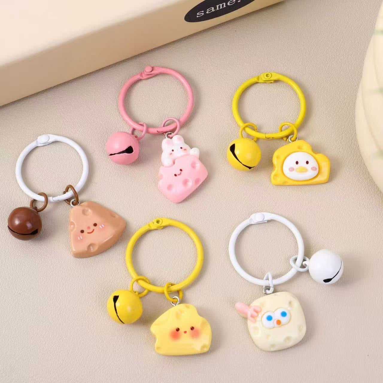 Yellow Rabbit Resin Key Chain Bag Charm Accessory Featuring Durable Resin Material