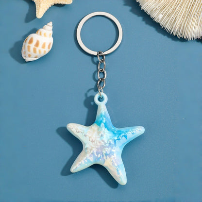 Ocean Christmas Yellow Acrylic Key Chain With Bag Charm Accessories