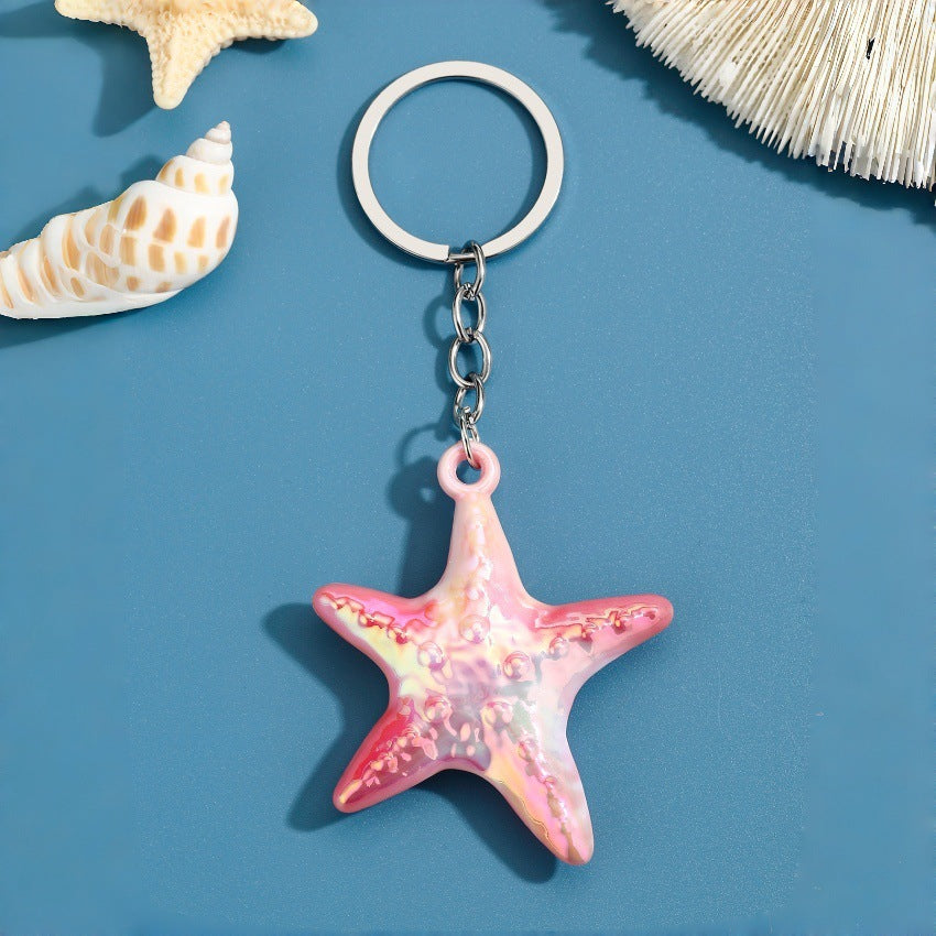Ocean Christmas Yellow Acrylic Key Chain With Bag Charm Accessories