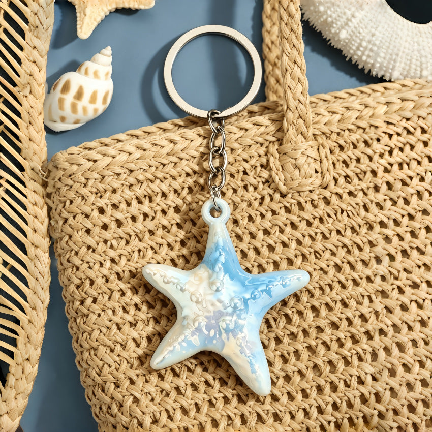Ocean Christmas Yellow Acrylic Key Chain With Bag Charm Accessories