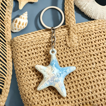 Ocean Christmas Yellow Acrylic Key Chain With Bag Charm Accessories