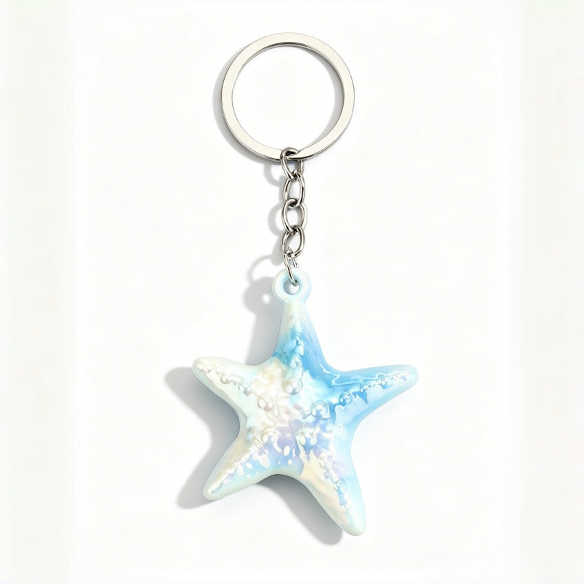 Ocean Christmas Yellow Acrylic Key Chain With Bag Charm Accessories