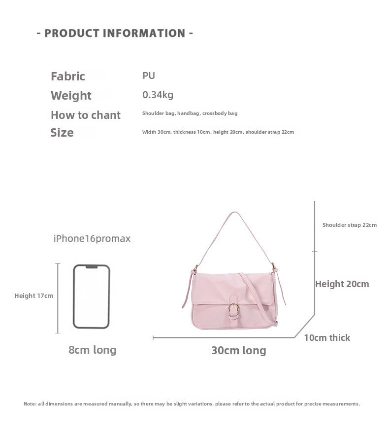 Women’s Square Shoulder Bag In PU Leather With Sewing Thread Detail, Single Shoulder Strap For Autumn