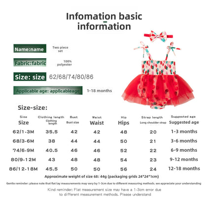 Christmas Baby Girl's Romper In Polyester With Mesh Fabric, Perfect Festival Outfit For Baby 0-2 Years