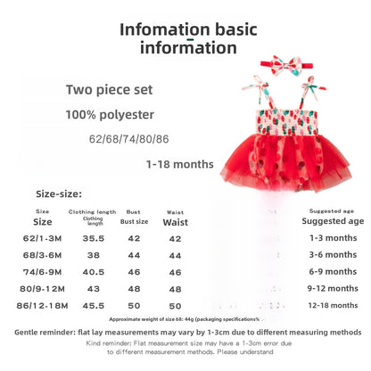 Christmas Baby Girl's Romper In Polyester With Mesh Fabric, Perfect Festival Outfit For Baby 0-2 Years