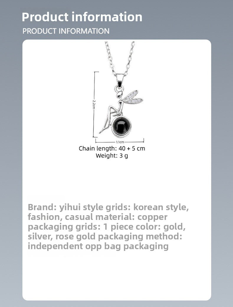 Dragonfly Necklace For Women In Gold With Copper Pendant And Rhinestone Inlay On Cable Chain