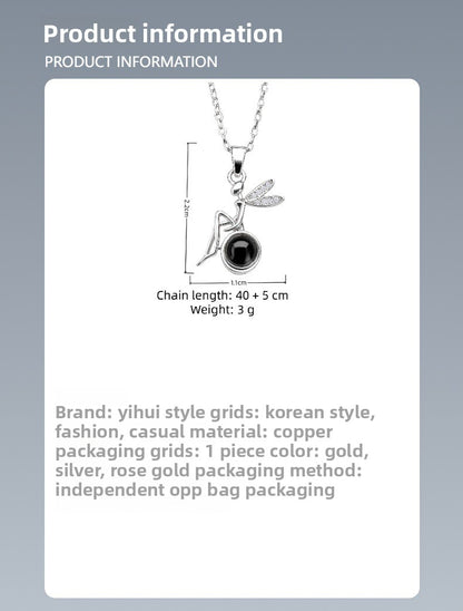 Dragonfly Necklace For Women In Gold With Copper Pendant And Rhinestone Inlay On Cable Chain