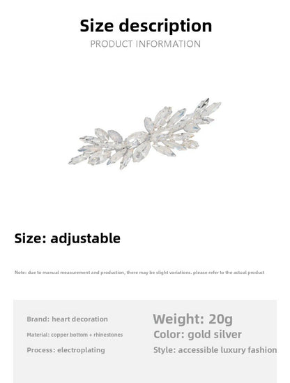 Wedding Leaf Hairpin For Women In Alloy With Rhinestones, Perfect For Wedding Season