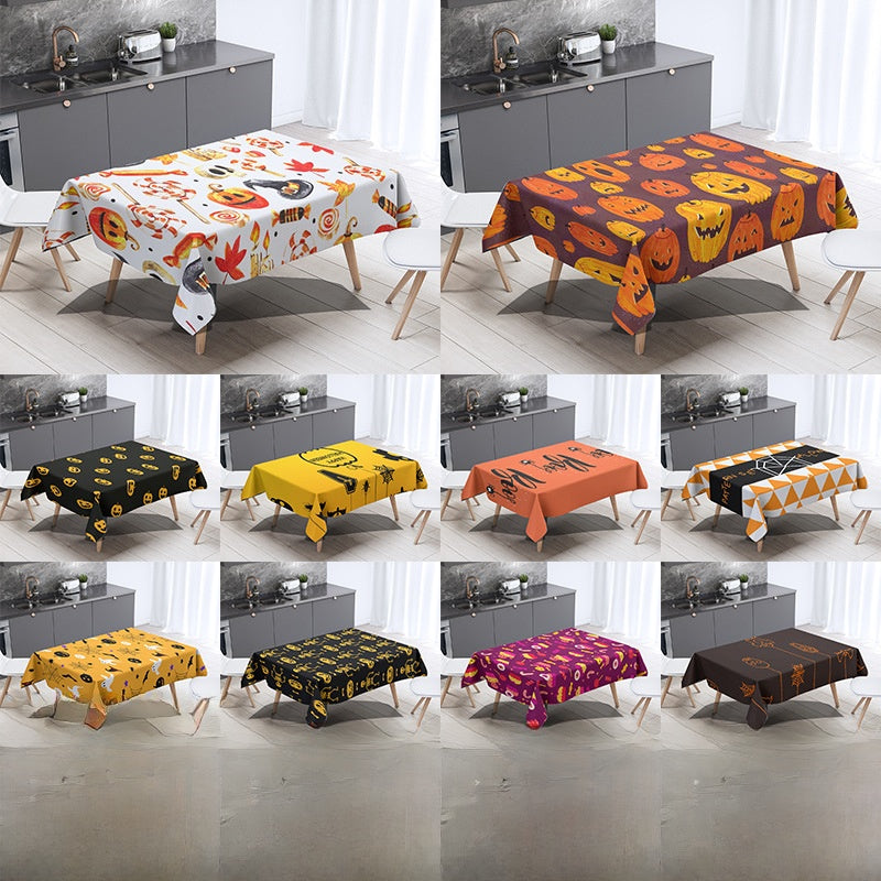 Nordic Style Halloween Tablecloth In Polyester With Printing Pattern, Perfect For Home Decor And Party Use