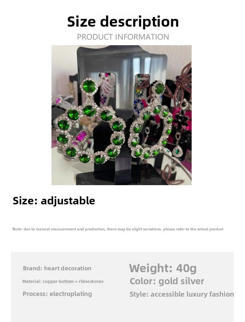 Luxurious Round Silver Alloy Earrings For Women Featuring May Birthstone Emerald Inlay