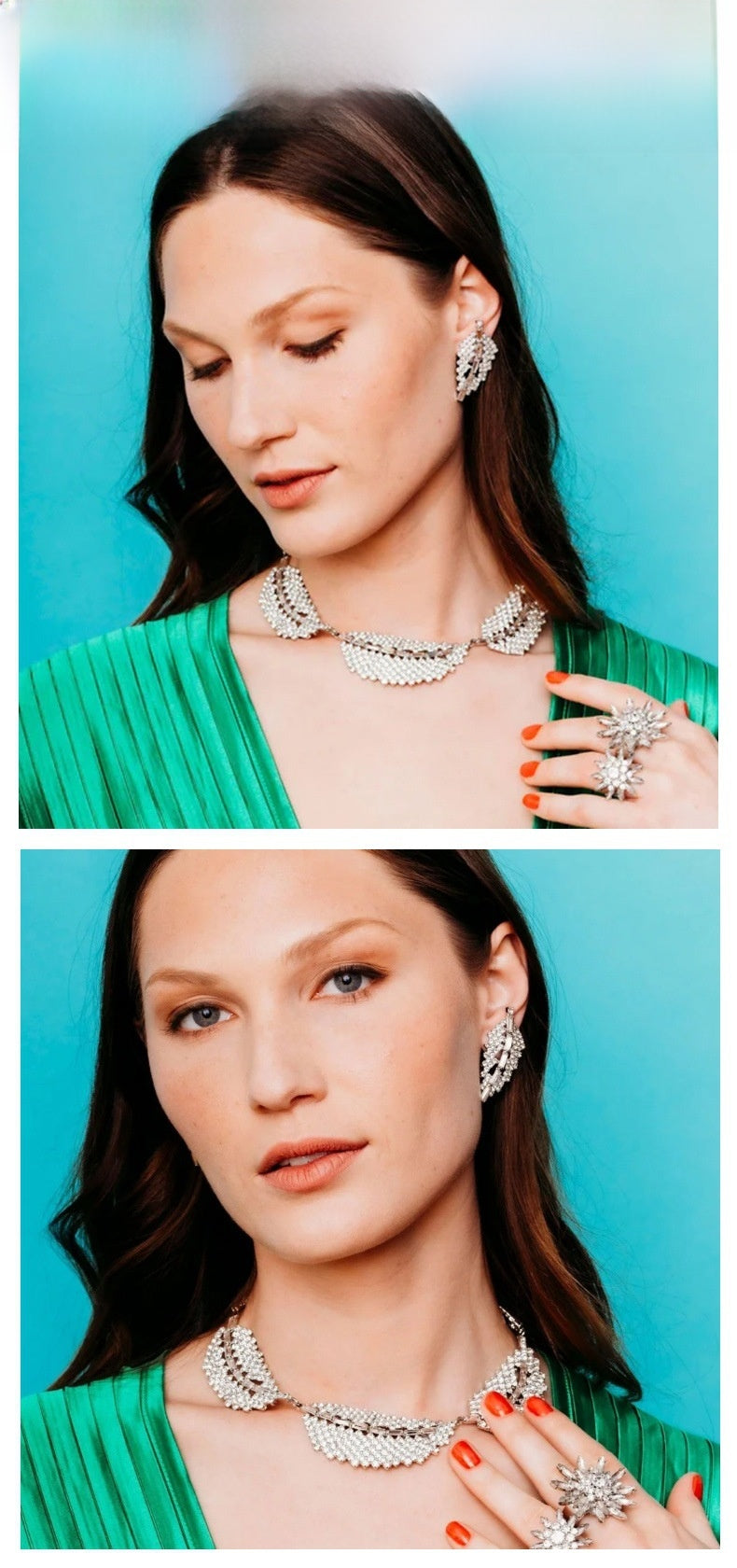Silver Leaf Necklace For Women Featuring Rhinestone Inlay And Alloy Pendant Material