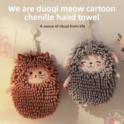Cute Chenille Towels With Embroidery, Soft And Absorbent Hand Towels For Home Use