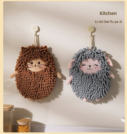 Cute Chenille Towels With Embroidery, Soft And Absorbent Hand Towels For Home Use