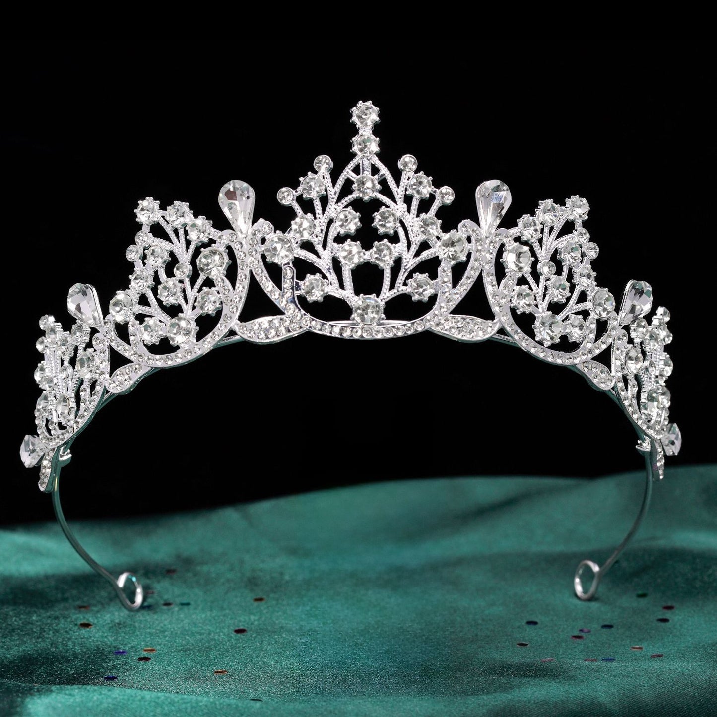 Baroque Style Crown Hair Accessory For Women In Alloy Featuring White Crystal Inlay, Perfect For Birthday Celebrations