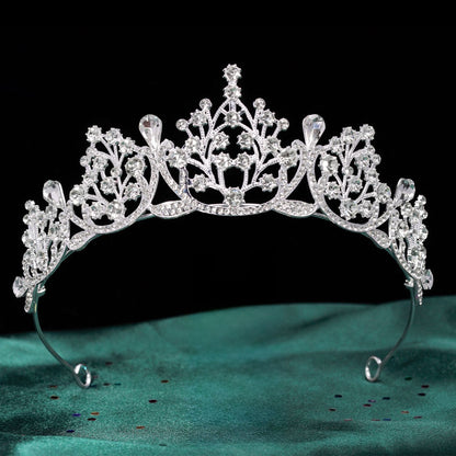 Baroque Style Crown Hair Accessory For Women In Alloy Featuring White Crystal Inlay, Perfect For Birthday Celebrations