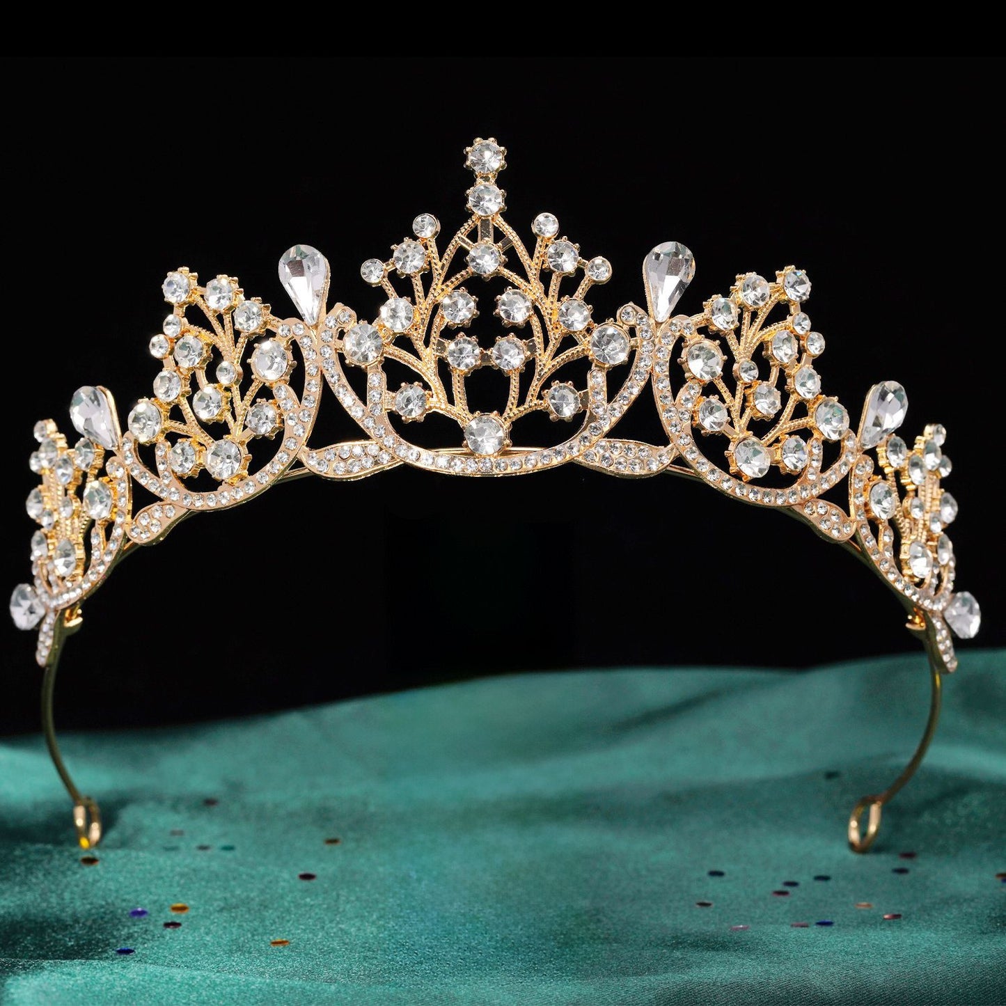 Baroque Style Crown Hair Accessory For Women In Alloy Featuring White Crystal Inlay, Perfect For Birthday Celebrations