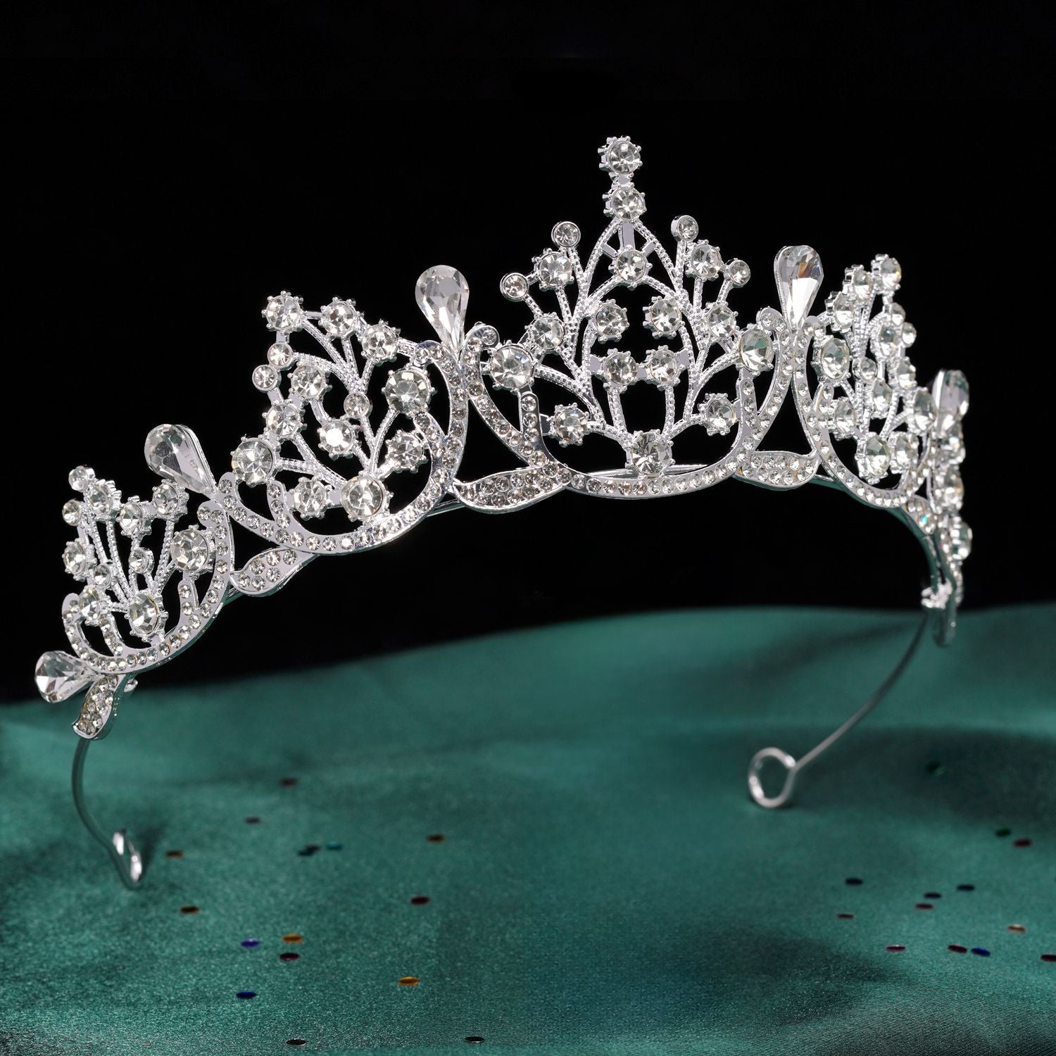 Baroque Style Crown Hair Accessory For Women In Alloy Featuring White Crystal Inlay, Perfect For Birthday Celebrations