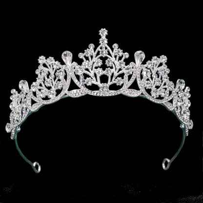 Baroque Style Crown Hair Accessory For Women In Alloy Featuring White Crystal Inlay, Perfect For Birthday Celebrations