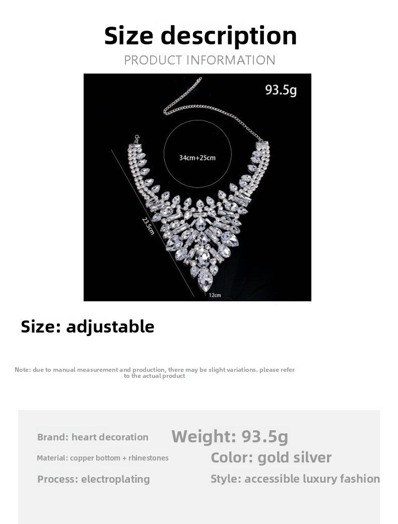 Luxurious Geometric Silver Alloy Necklace With Rhinestone Pendant For Women
