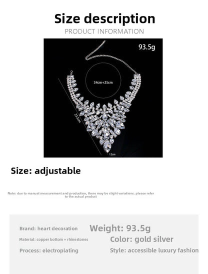 Luxurious Geometric Silver Alloy Necklace With Rhinestone Pendant For Women