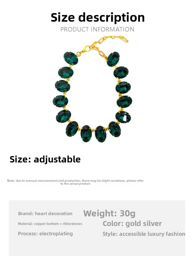 Oval May Birthstone Emerald Alloy Choker Necklace For Women Featuring May Birthstone Emerald Inlay