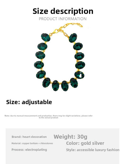 Oval May Birthstone Emerald Alloy Choker Necklace For Women Featuring May Birthstone Emerald Inlay
