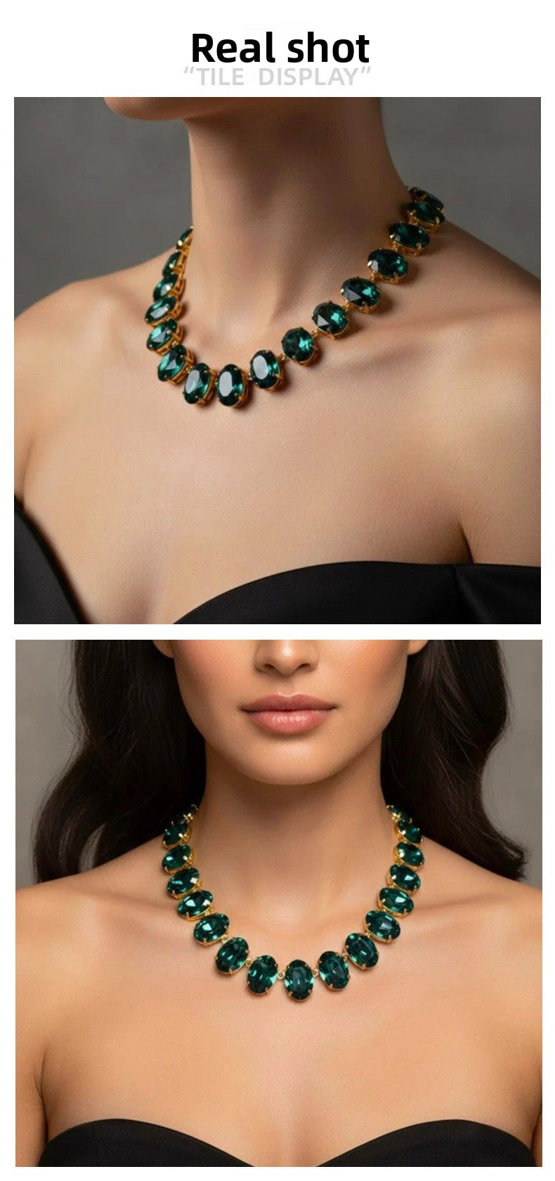 Oval May Birthstone Emerald Alloy Choker Necklace For Women Featuring May Birthstone Emerald Inlay