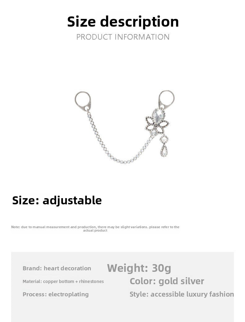 Electroplated Silver Water Droplets Bag Pendant In Alloy With Rhinestone Inlay