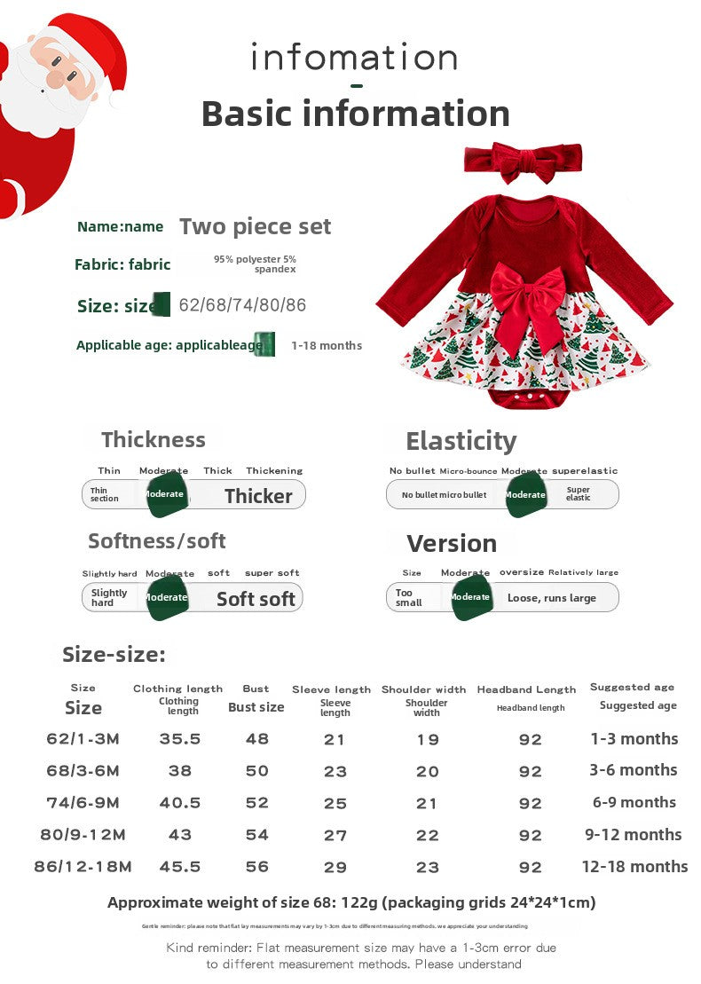 Christmas Polyester Romper For Baby Girl In Beige, Perfect Holiday Outfit For Baby 0-2 Years