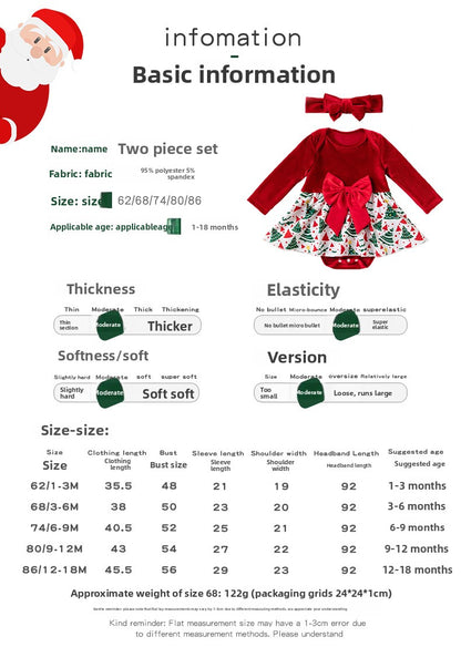 Christmas Polyester Romper For Baby Girl In Beige, Perfect Holiday Outfit For Baby 0-2 Years