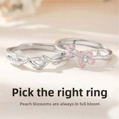 Couple Peach Epoxy Rings In Electroplated Copper With Rhinestone Inlay