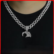 Diamond-shaped Cuban Chain + Pendant Silver