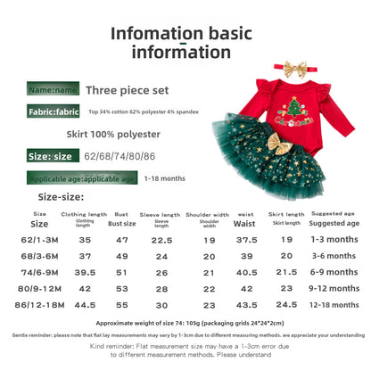 Christmas Cartoon Cotton Tulle Skirt Co-ord Set For Girls, Festive Kids Clothing Featuring Soft Fabric