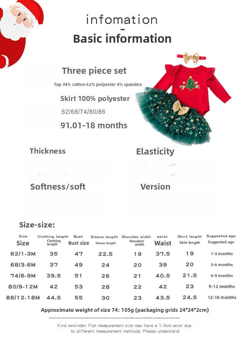 Christmas Cartoon Cotton Tulle Skirt Co-ord Set For Girls, Festive Kids Clothing Featuring Soft Fabric