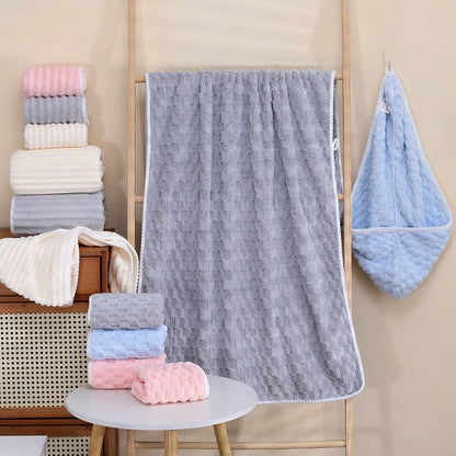 Towels And Shower Cap Gift Set, Perfect For Home Textiles And Bathroom Essentials