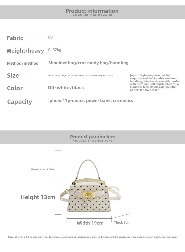 Women’s Square Crossbody Bag In PU Leather With Polka Dots And Sewing Thread Detail, Perfect For Summer