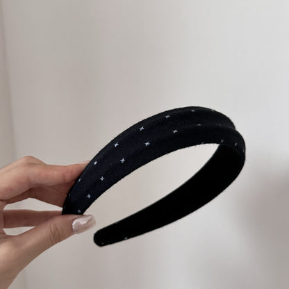 Sweet Polka Dots Hair Band For Women In Dyed Black, Made With Mixed Materials, Perfect For Summer