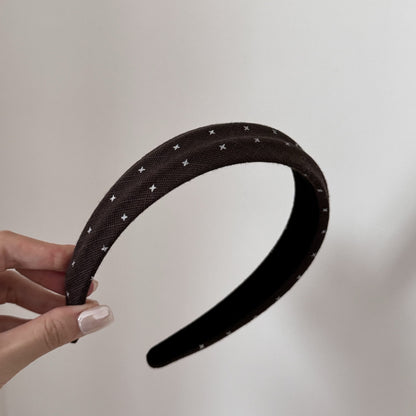 Sweet Polka Dots Hair Band For Women In Dyed Black, Made With Mixed Materials, Perfect For Summer