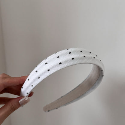 Sweet Polka Dots Hair Band For Women In Dyed Black, Made With Mixed Materials, Perfect For Summer