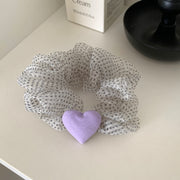 Black and White Polka Dot Mesh Hair Tie