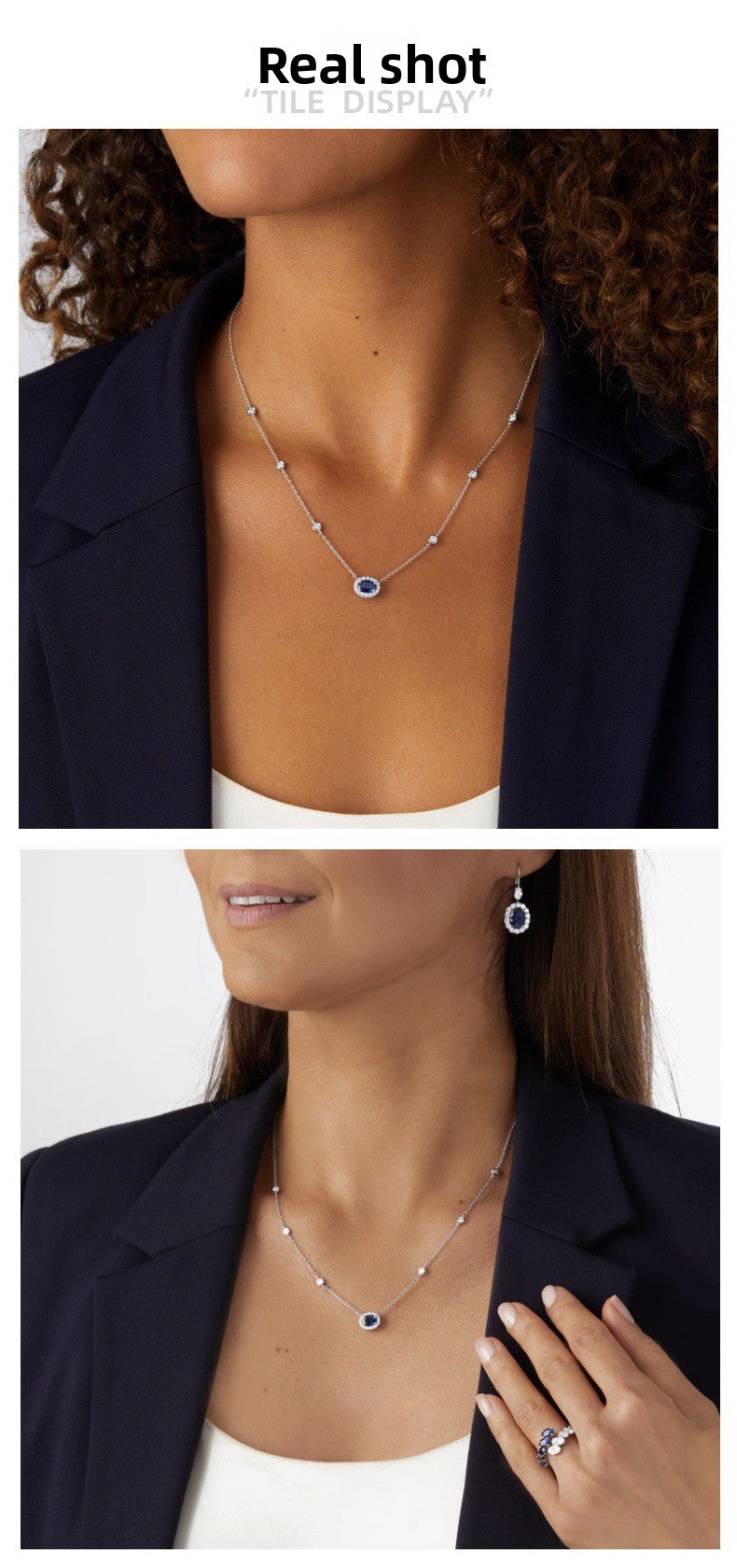 Geometric Silver Alloy Choker With Electroplated Finish And Rhinestone September Birthstone Sapphire Pendant For Women