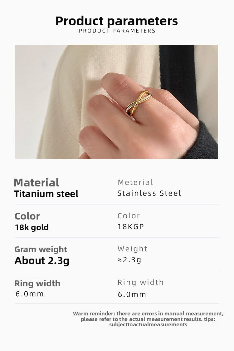 Geometric Women's Titanium Steel Ring With 18K Real Gold Plated Electroplated Finish And Shell Inlay