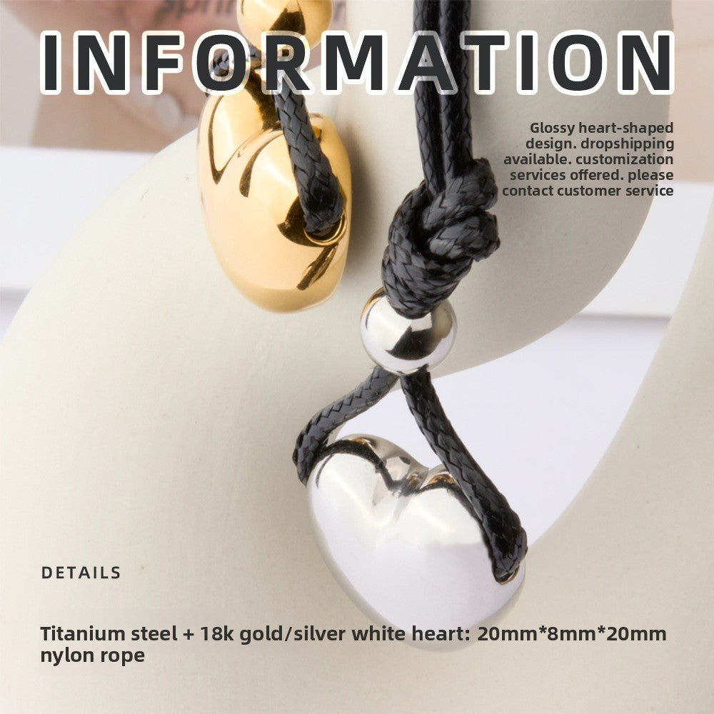Heart Shape Pendant For Women In Simple Style, Made Of Titanium Steel With 18K Real Gold Electroplated Plating