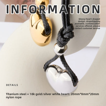 Heart Shape Pendant For Women In Simple Style, Made Of Titanium Steel With 18K Real Gold Electroplated Plating