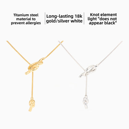 Tassel Sweater Chain Necklace In Electroplated Titanium Steel With Snake Chain, Unisex Design